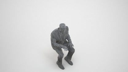 3D scanned man business, photorealistic archviz people for Enscape and SketchUp, wireframe three-quarter view
