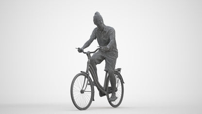 photogrammetry 3D man casual cycling, realistic human model archviz FBX, three-quarter front view render