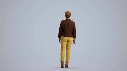 scanned 3D woman business walking, photogrammetry people for Enscape and V-Ray, front view render