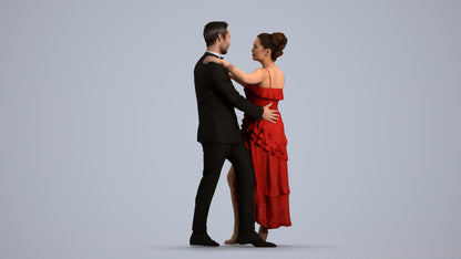 3D human model woman formal dancing, photogrammetry scanned person for archviz, front view render