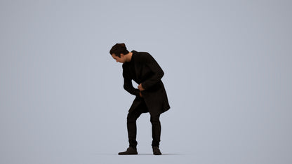 photogrammetry 3D man casual sitting, realistic human model archviz FBX, top-down view render