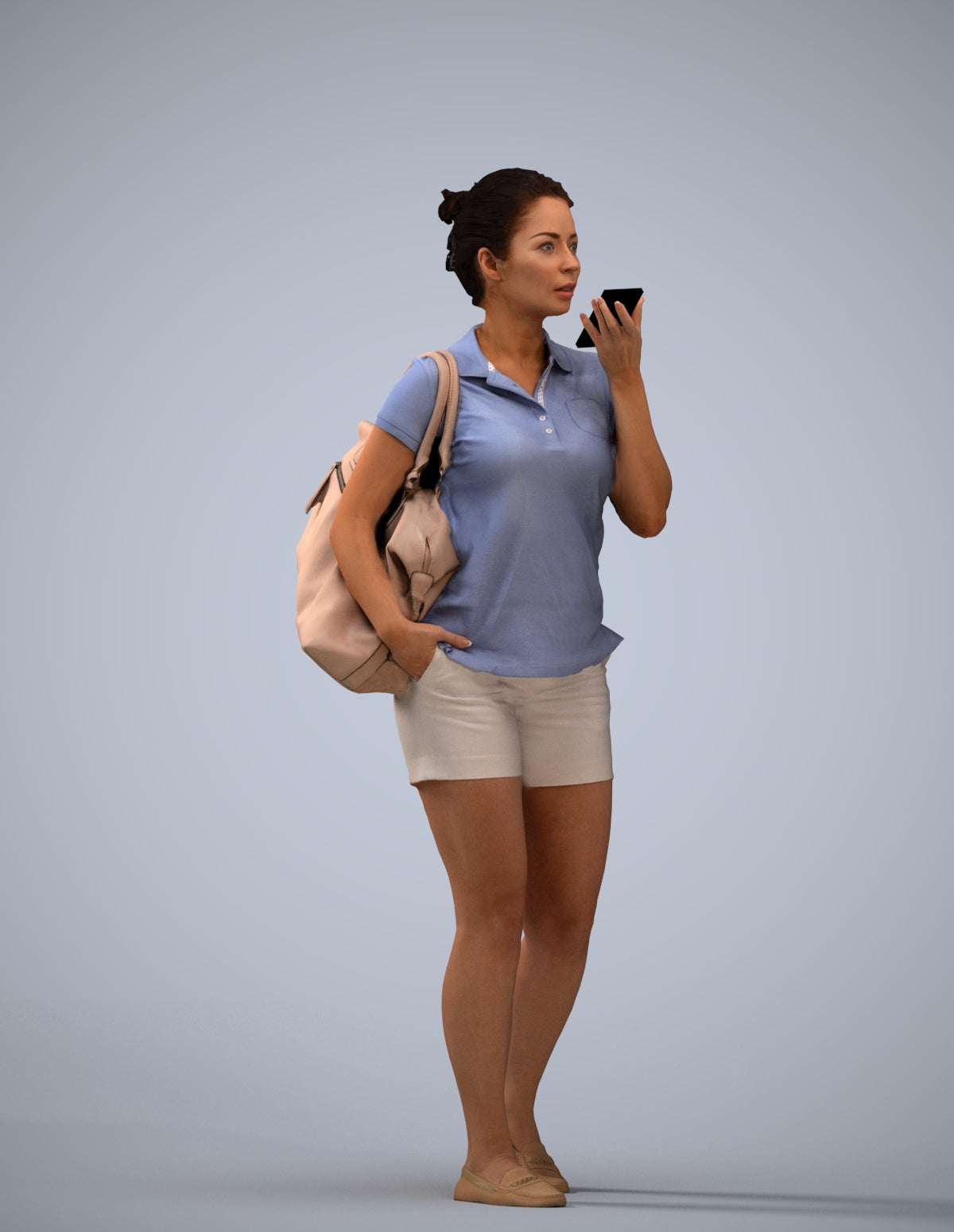 scanned 3D woman casual walking, photogrammetry people for Enscape and V-Ray