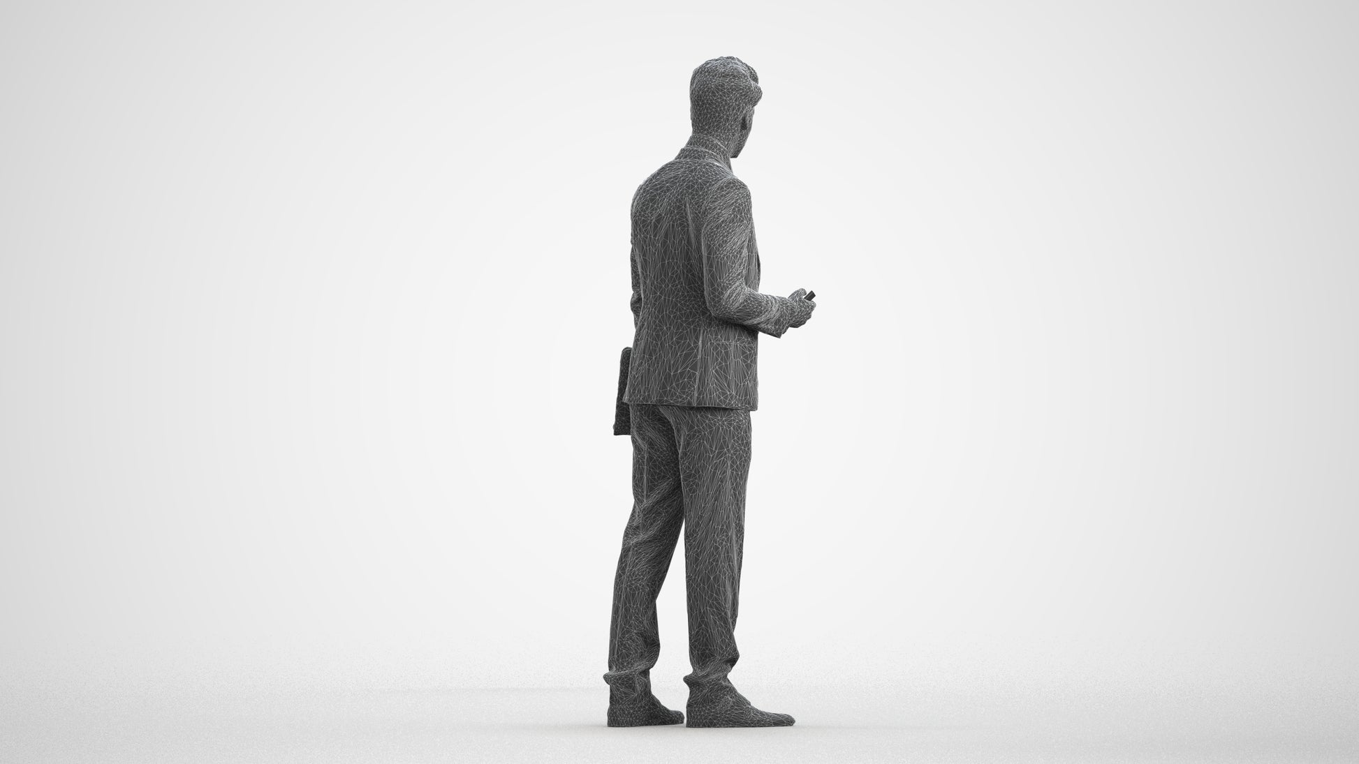 realistic 3D people man business, render-ready for V-Ray and Corona, FBX OBJ, wireframe front view
