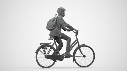 photogrammetry 3D man formal cycling, realistic human model archviz FBX, wireframe side view