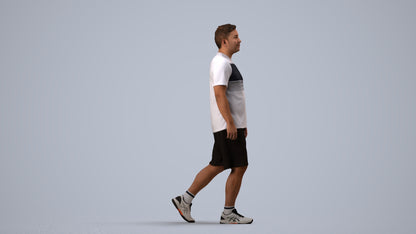 3D people model man sport, scanned human for 3ds Max rendering, side view render