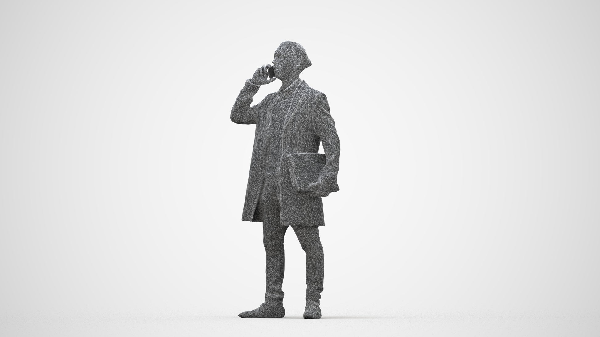 realistic 3D people man business standing, render-ready for V-Ray and Corona, FBX OBJ, wireframe back view