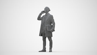 realistic 3D people man business standing, render-ready for V-Ray and Corona, FBX OBJ, wireframe back view