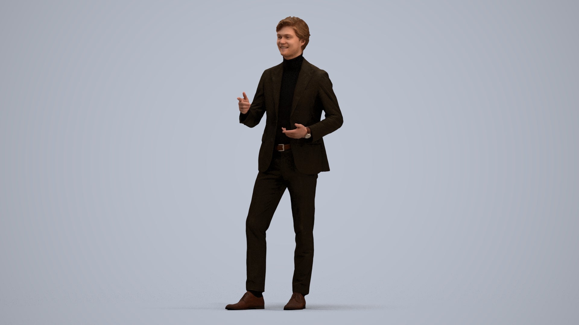 realistic 3D man business, scanned archviz people for Blender and 3ds Max, standing pose render
