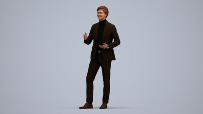 realistic 3D man business, scanned archviz people for Blender and 3ds Max, standing pose render