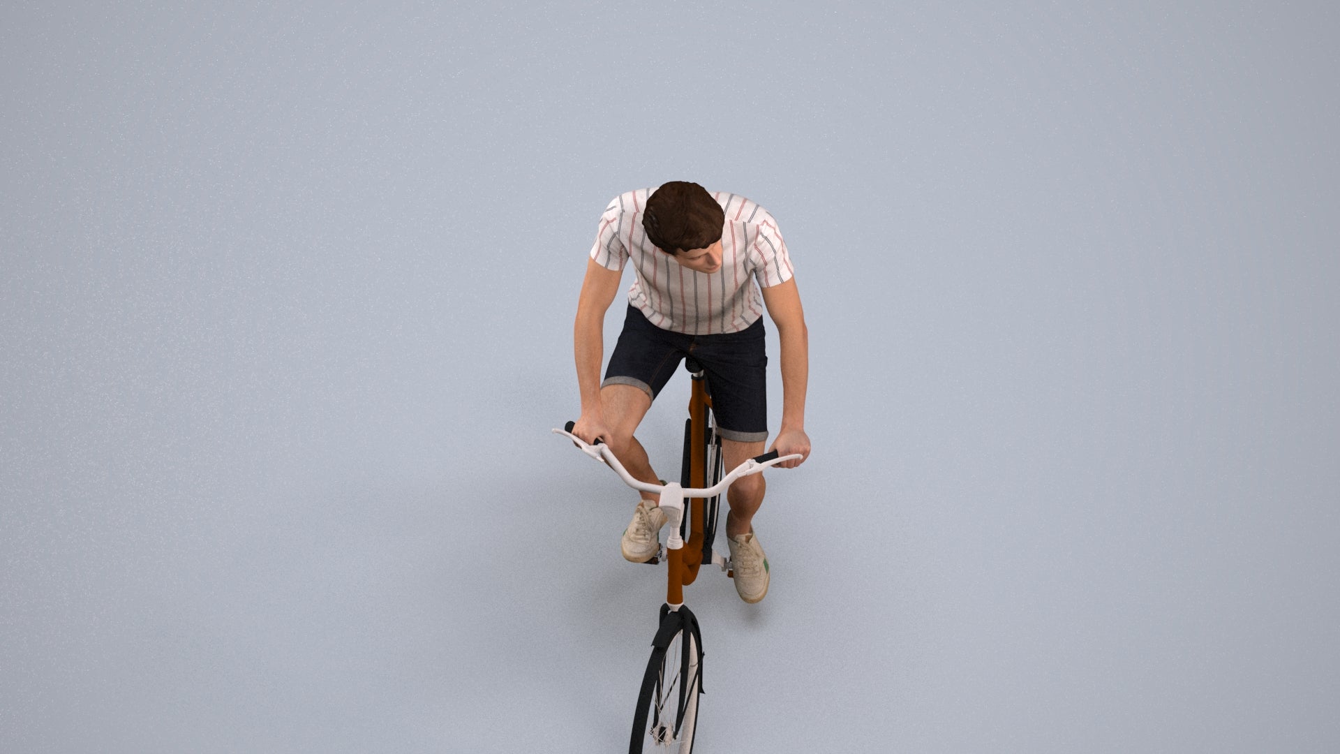 realistic 3D man casual cycling, scanned archviz people for Blender and 3ds Max, back view render