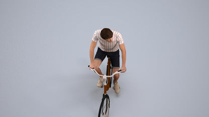 realistic 3D man casual cycling, scanned archviz people for Blender and 3ds Max, back view render