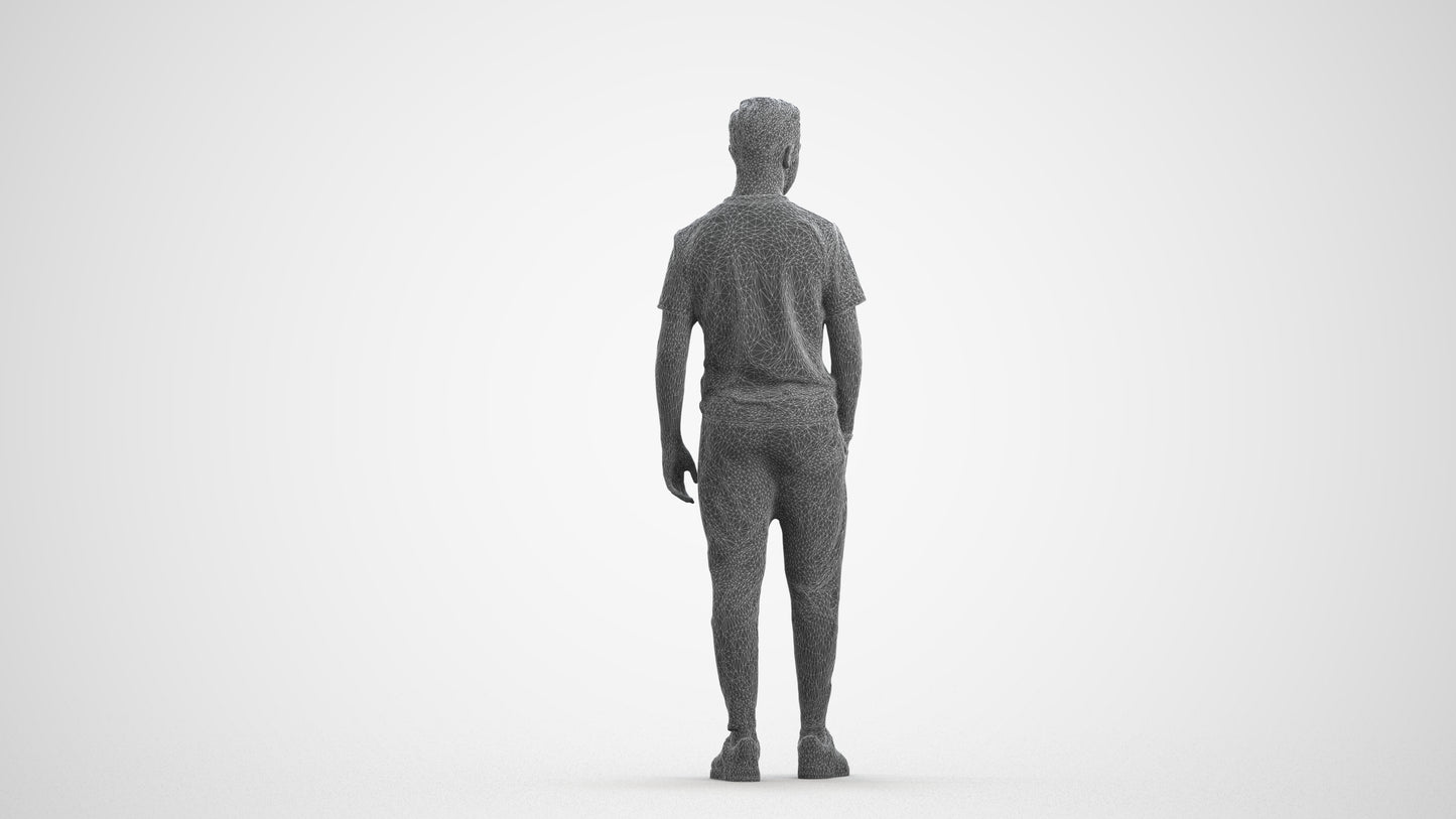 photogrammetry 3D boy casual kids, realistic human model archviz FBX, wireframe front view