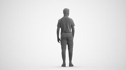 photogrammetry 3D boy casual kids, realistic human model archviz FBX, wireframe front view