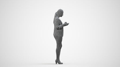 scanned 3D woman business, photogrammetry people for Enscape and V-Ray, wireframe side view