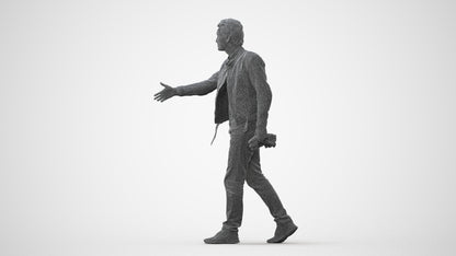 3D human model man casual walking, photogrammetry scanned person for archviz, square thumbnail