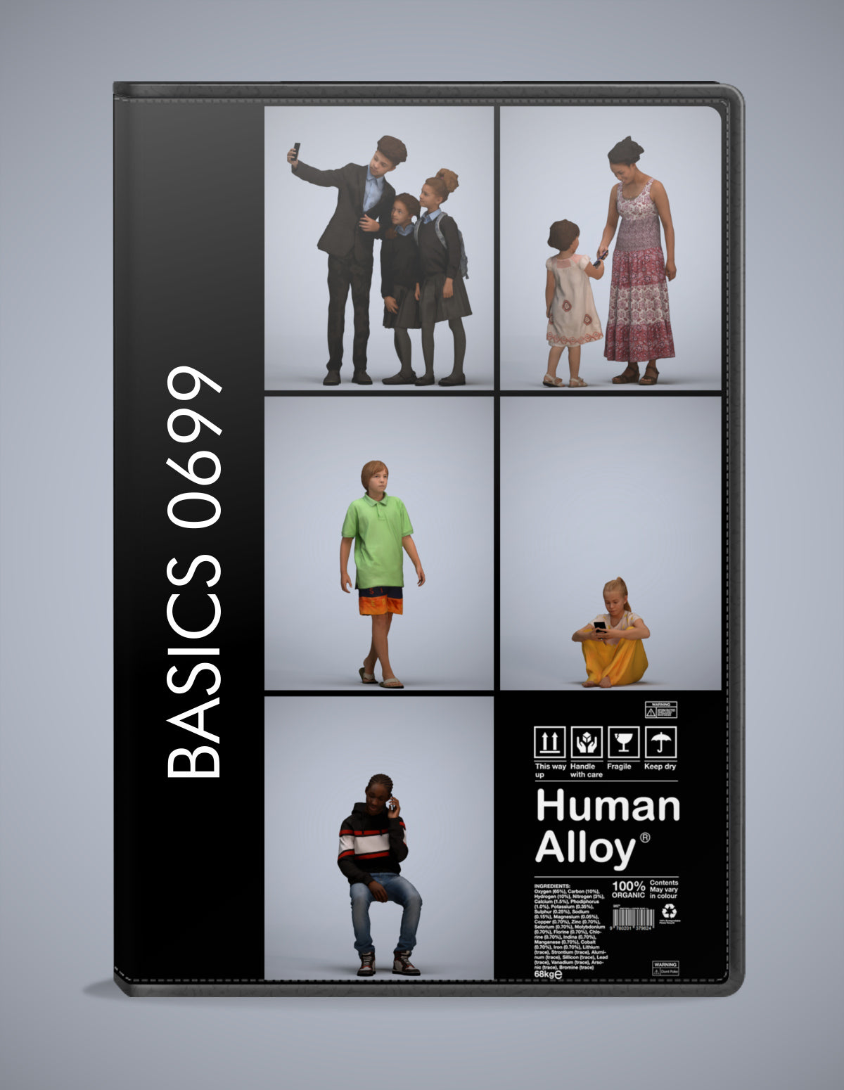 photogrammetry 3D people kids collection, 5 realistic human models archviz FBX