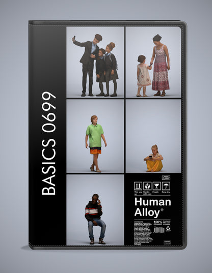 photogrammetry 3D people kids collection, 5 realistic human models archviz FBX