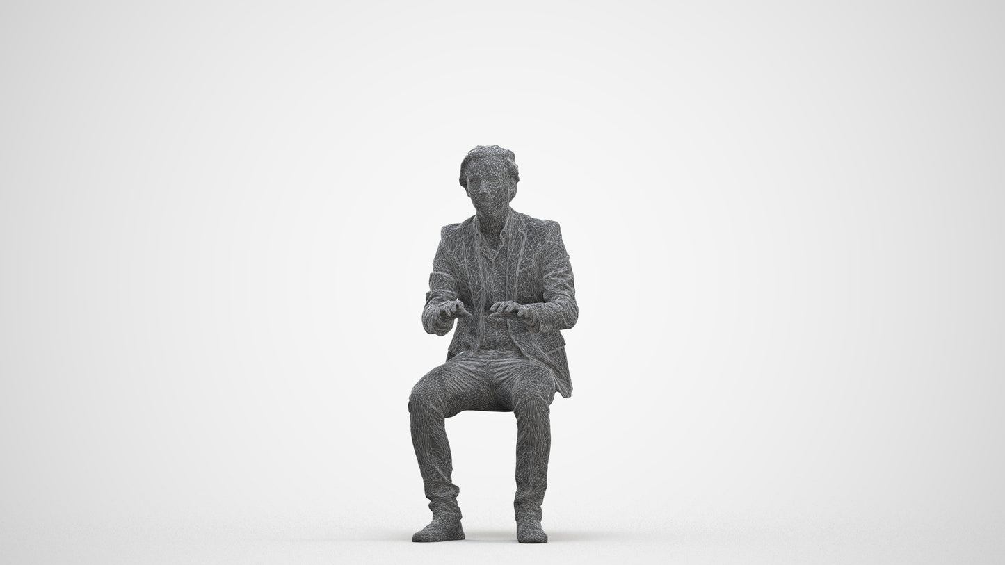 scanned 3D man business, photogrammetry people for Enscape and V-Ray, three-quarter front view render