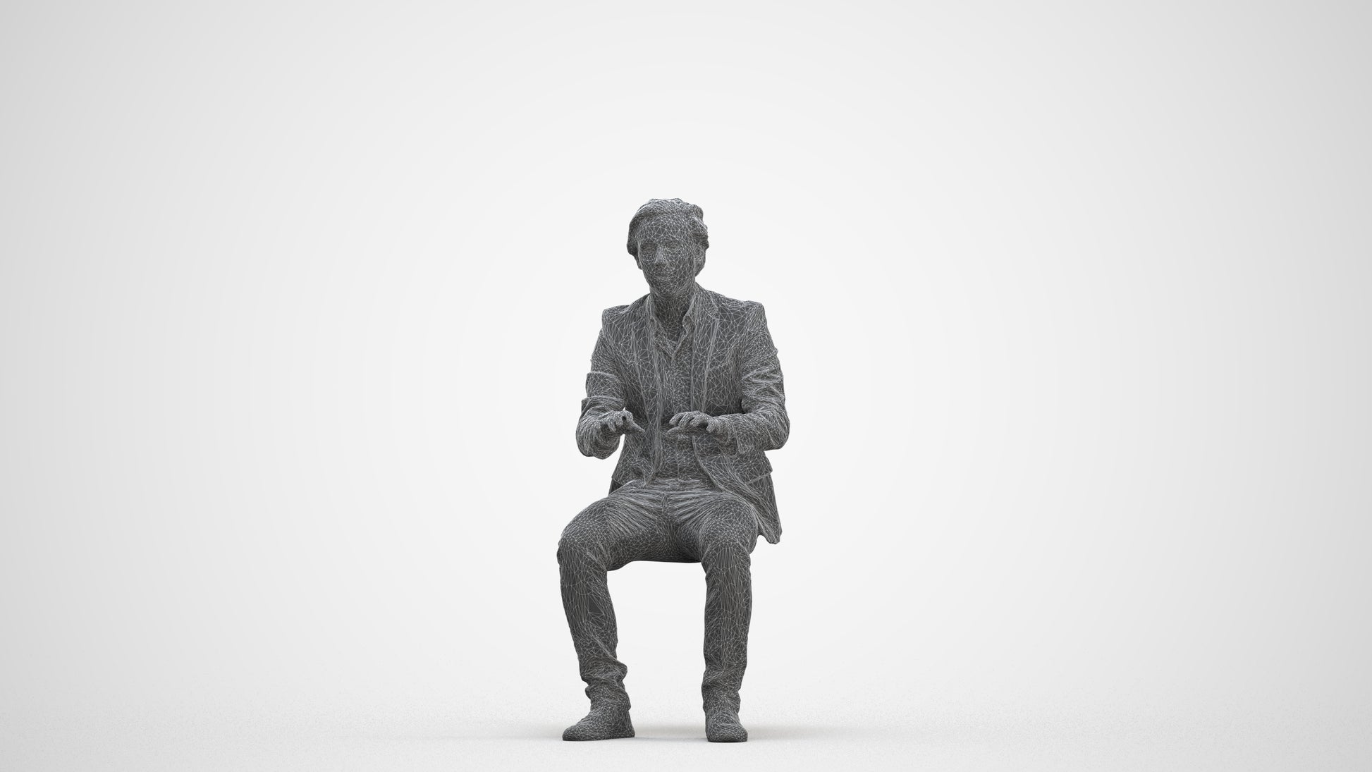 scanned 3D man business, photogrammetry people for Enscape and V-Ray, three-quarter front view render
