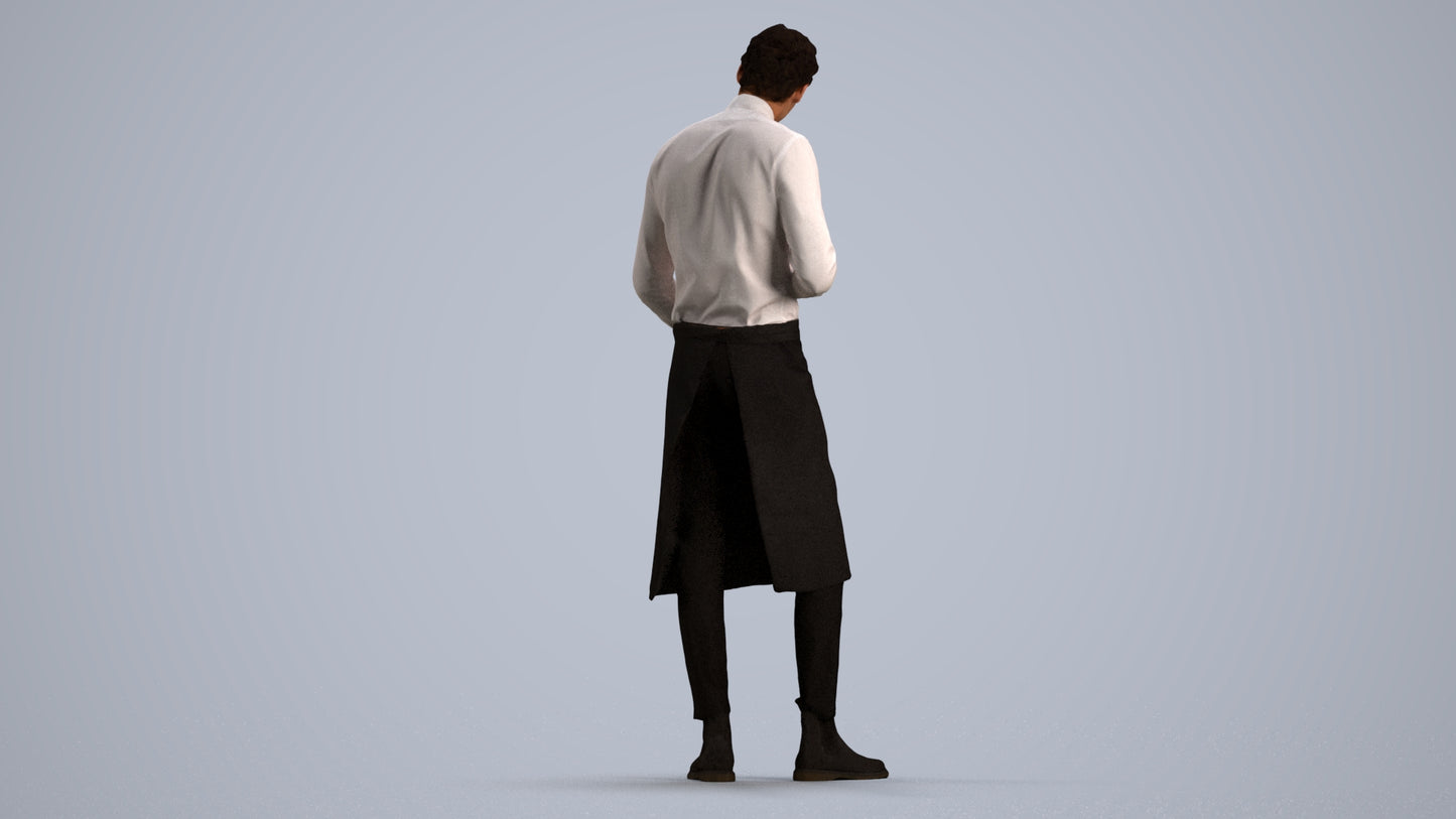 3D scanned man hospitality, photorealistic archviz people for Enscape and SketchUp, front view render