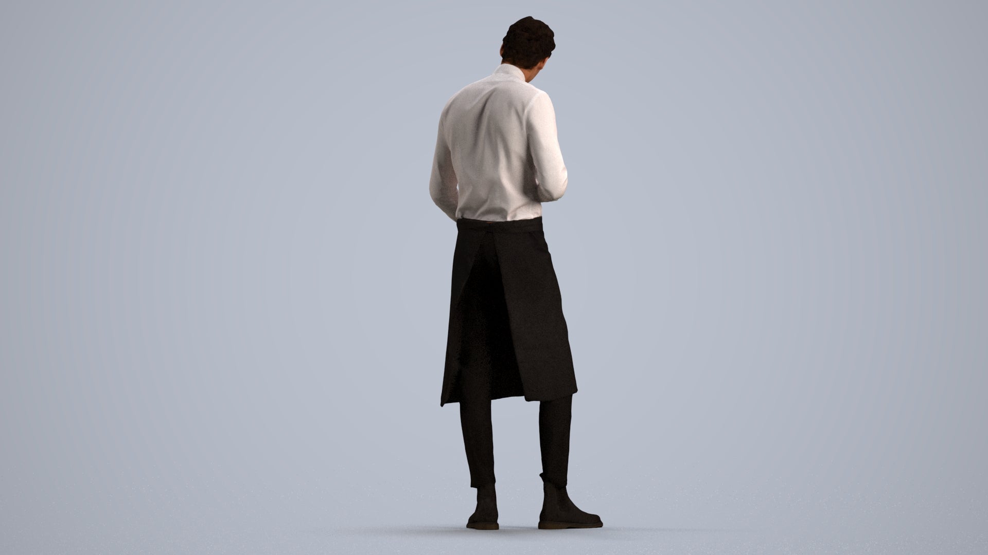 3D scanned man hospitality, photorealistic archviz people for Enscape and SketchUp, front view render