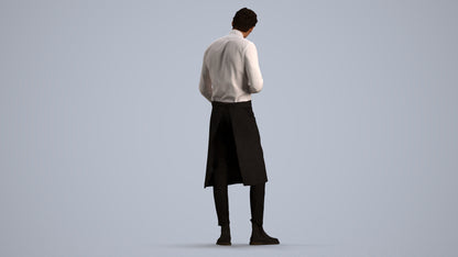 3D scanned man hospitality, photorealistic archviz people for Enscape and SketchUp, front view render
