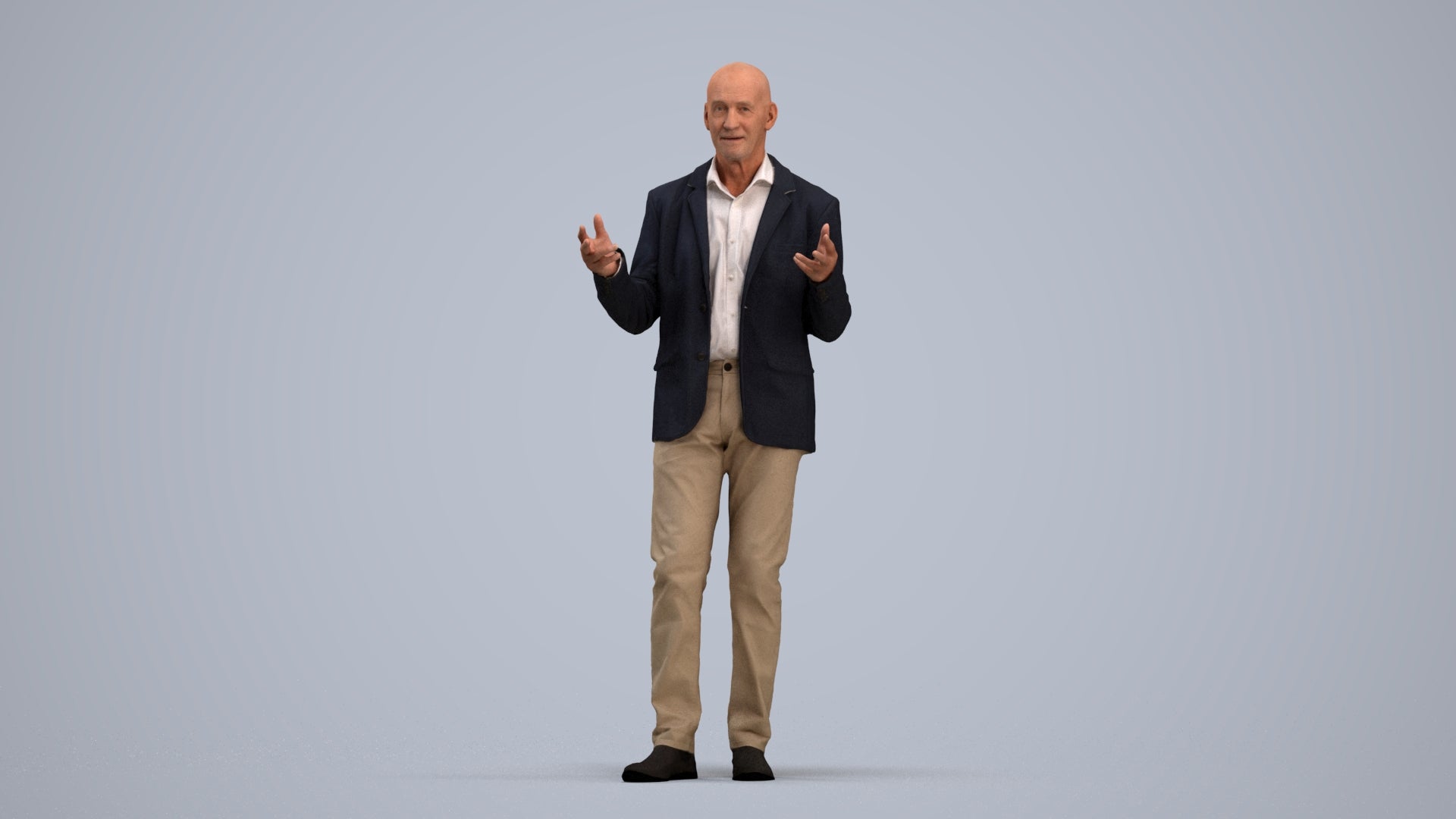 3D scanned senior man business, photorealistic archviz people for Enscape and SketchUp, standing pose render