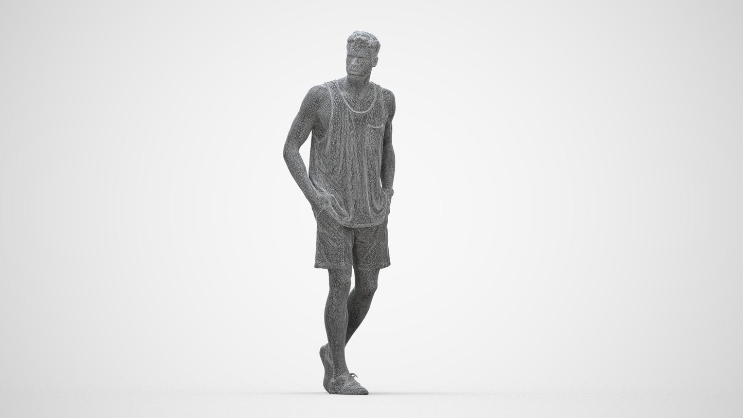 3D human model woman casual walking, photogrammetry scanned person for archviz, wireframe back view