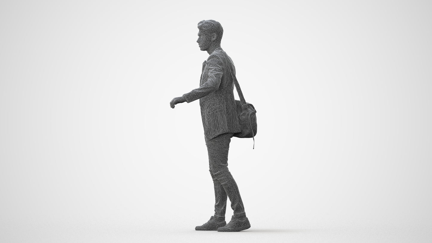 3D scanned man standing casual, photorealistic archviz people for Enscape and SketchUp, square thumbnail