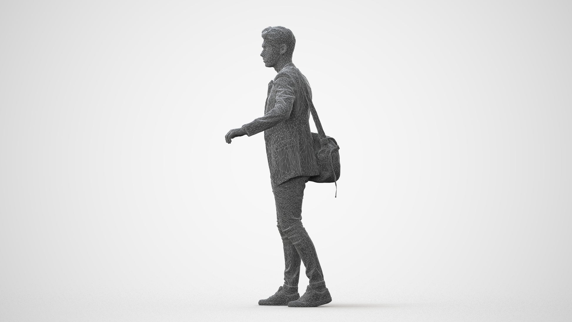 3D scanned man standing casual, photorealistic archviz people for Enscape and SketchUp, square thumbnail