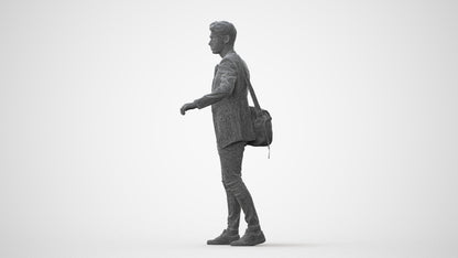 3D scanned man standing casual, photorealistic archviz people for Enscape and SketchUp, square thumbnail