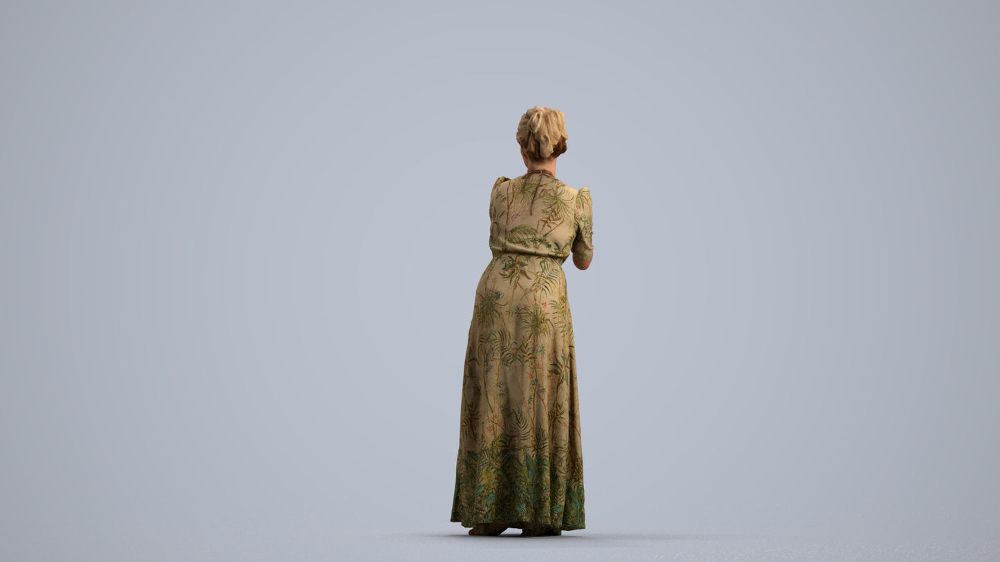 3D people model woman casual standing, scanned human for 3ds Max rendering, front view render