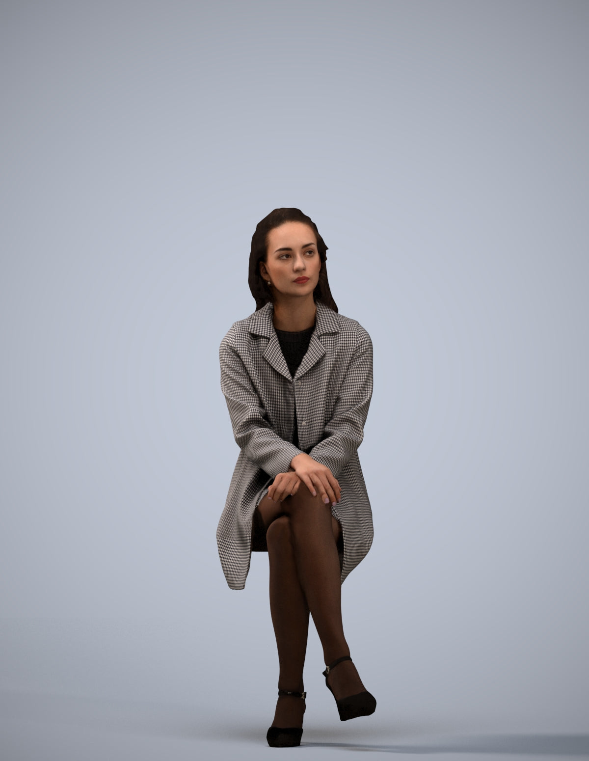photogrammetry 3D woman business sitting, realistic human model archviz FBX