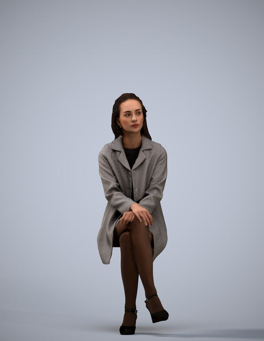 photogrammetry 3D woman business sitting, realistic human model archviz FBX
