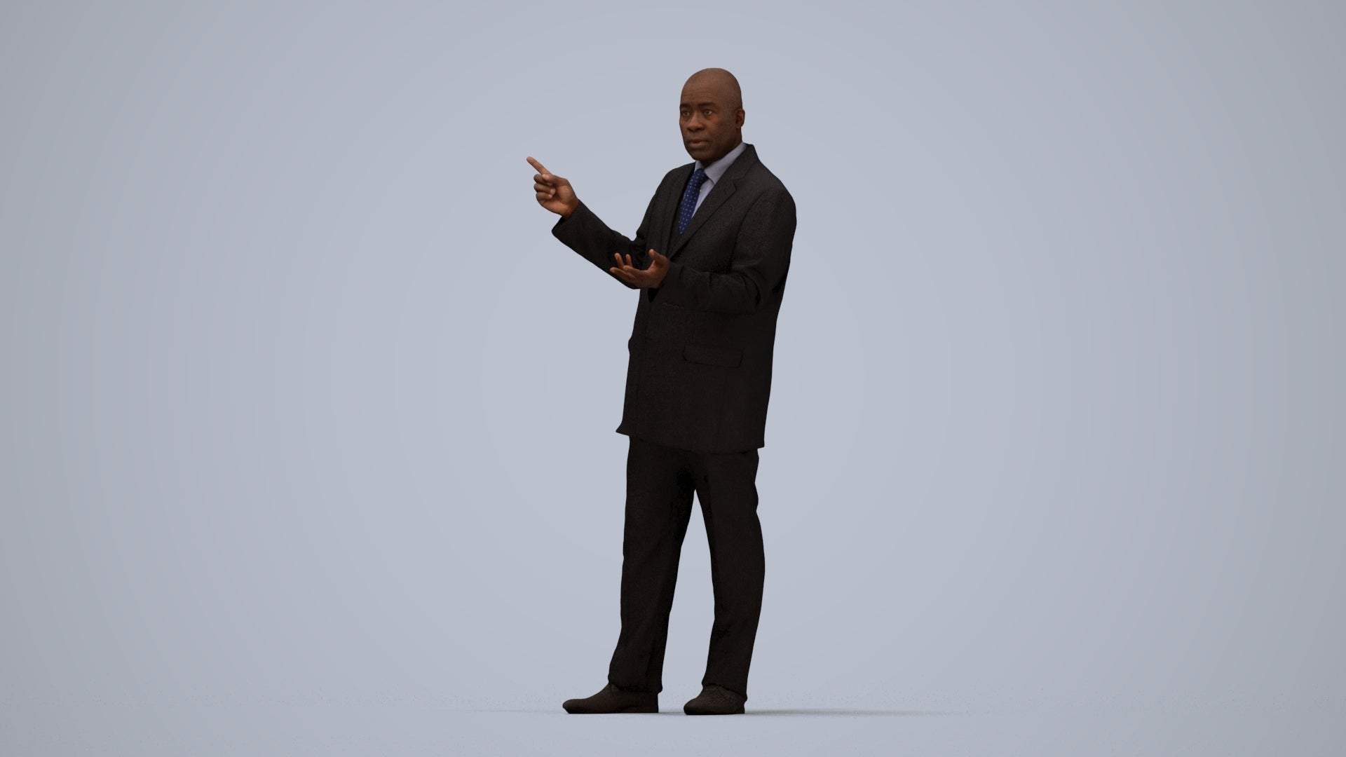 realistic 3D human man business, archviz people FBX OBJ for Blender, top-down view render
