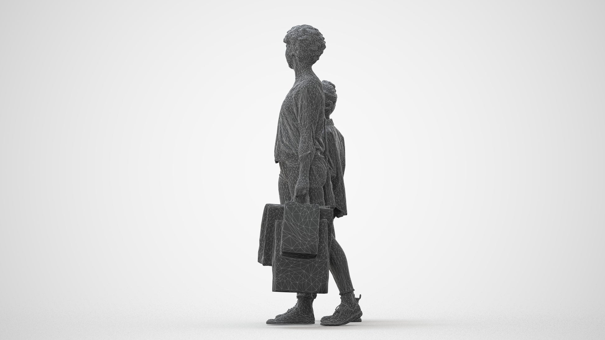 3D human model girl casual kids, photogrammetry scanned person for archviz, square thumbnail
