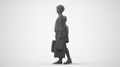 3D human model girl casual kids, photogrammetry scanned person for archviz, square thumbnail