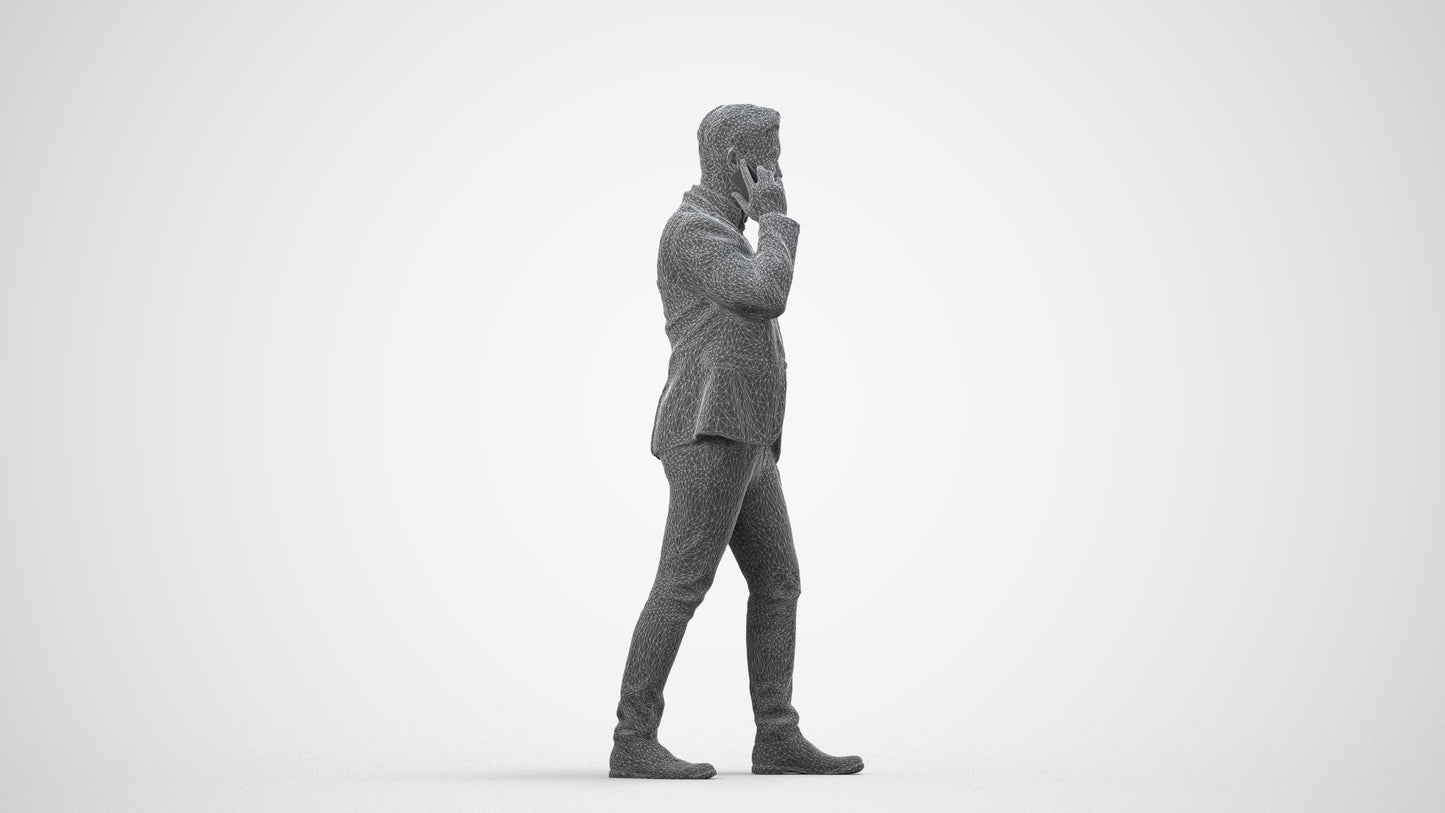scanned 3D man business, photogrammetry people for Enscape and V-Ray, wireframe side view