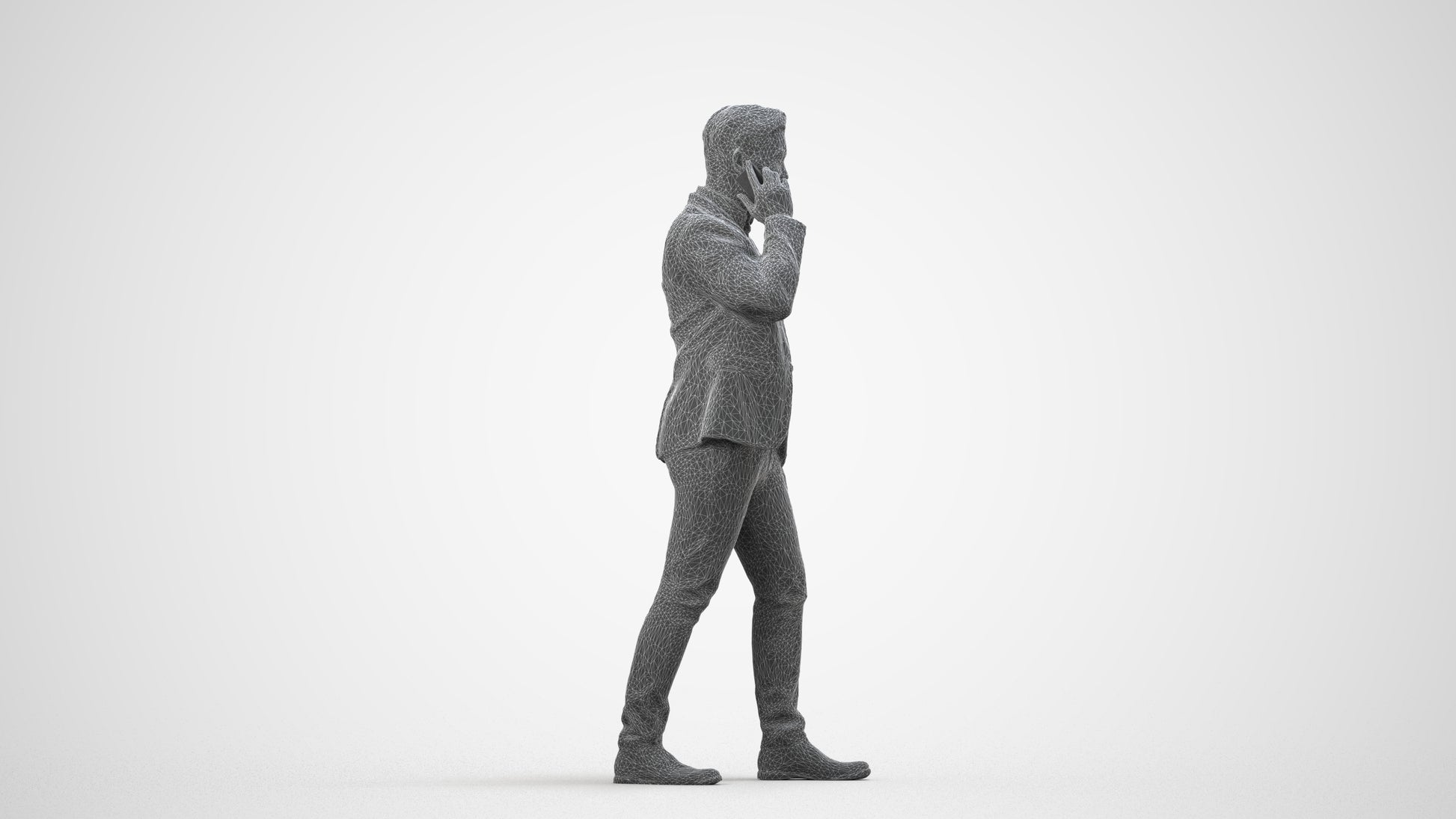 scanned 3D man business, photogrammetry people for Enscape and V-Ray, wireframe side view