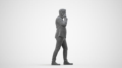 scanned 3D man business, photogrammetry people for Enscape and V-Ray, wireframe side view