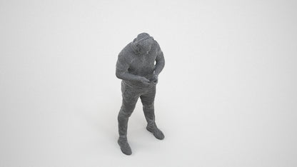 3D people model man casual standing, scanned human for 3ds Max rendering, wireframe three-quarter view