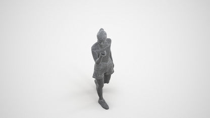 photogrammetry 3D woman casual walking, realistic human model archviz FBX, wireframe three-quarter view