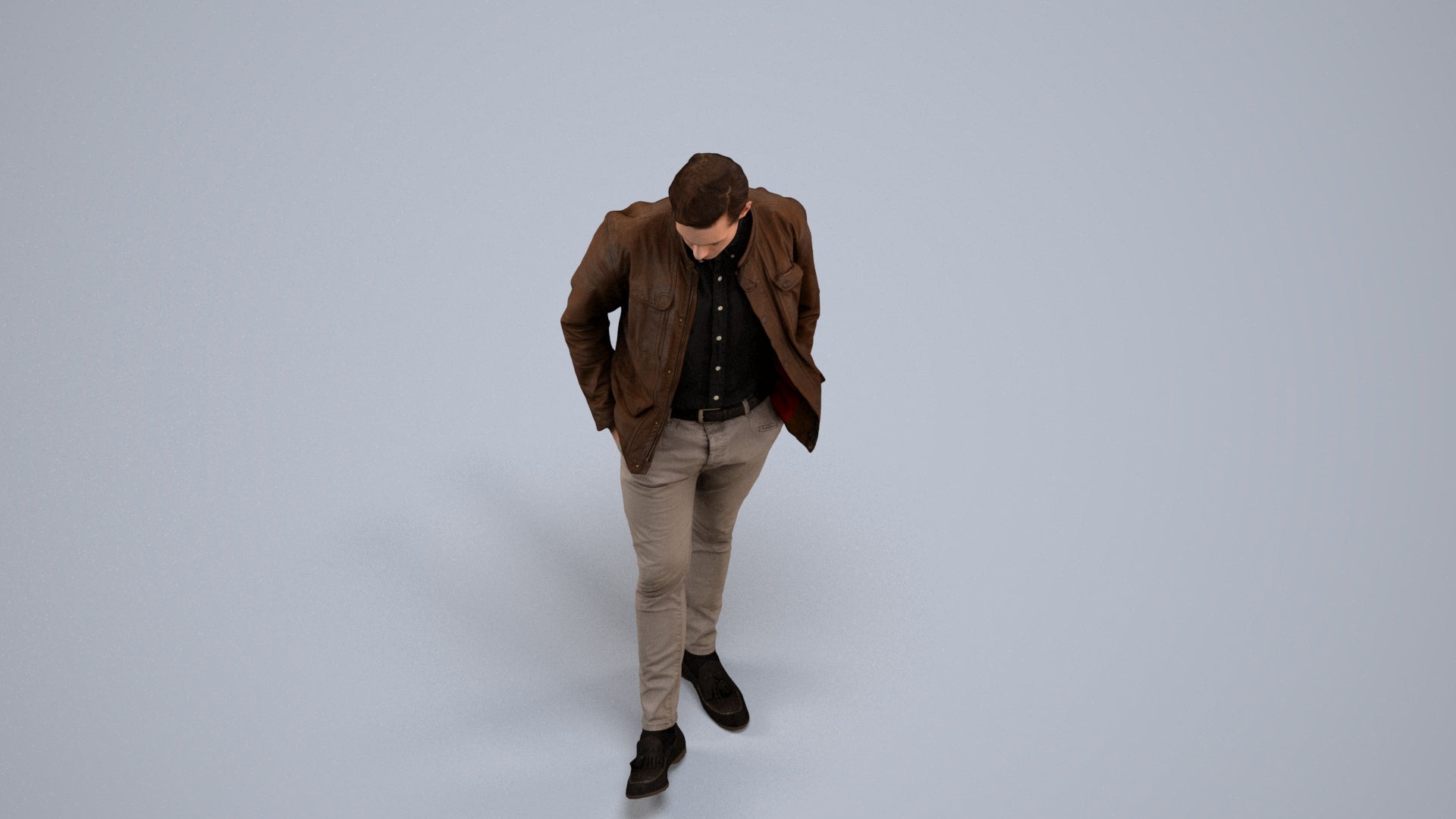 3D people model man casual standing, scanned human for 3ds Max rendering, back view render
