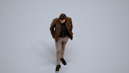 3D people model man casual standing, scanned human for 3ds Max rendering, back view render