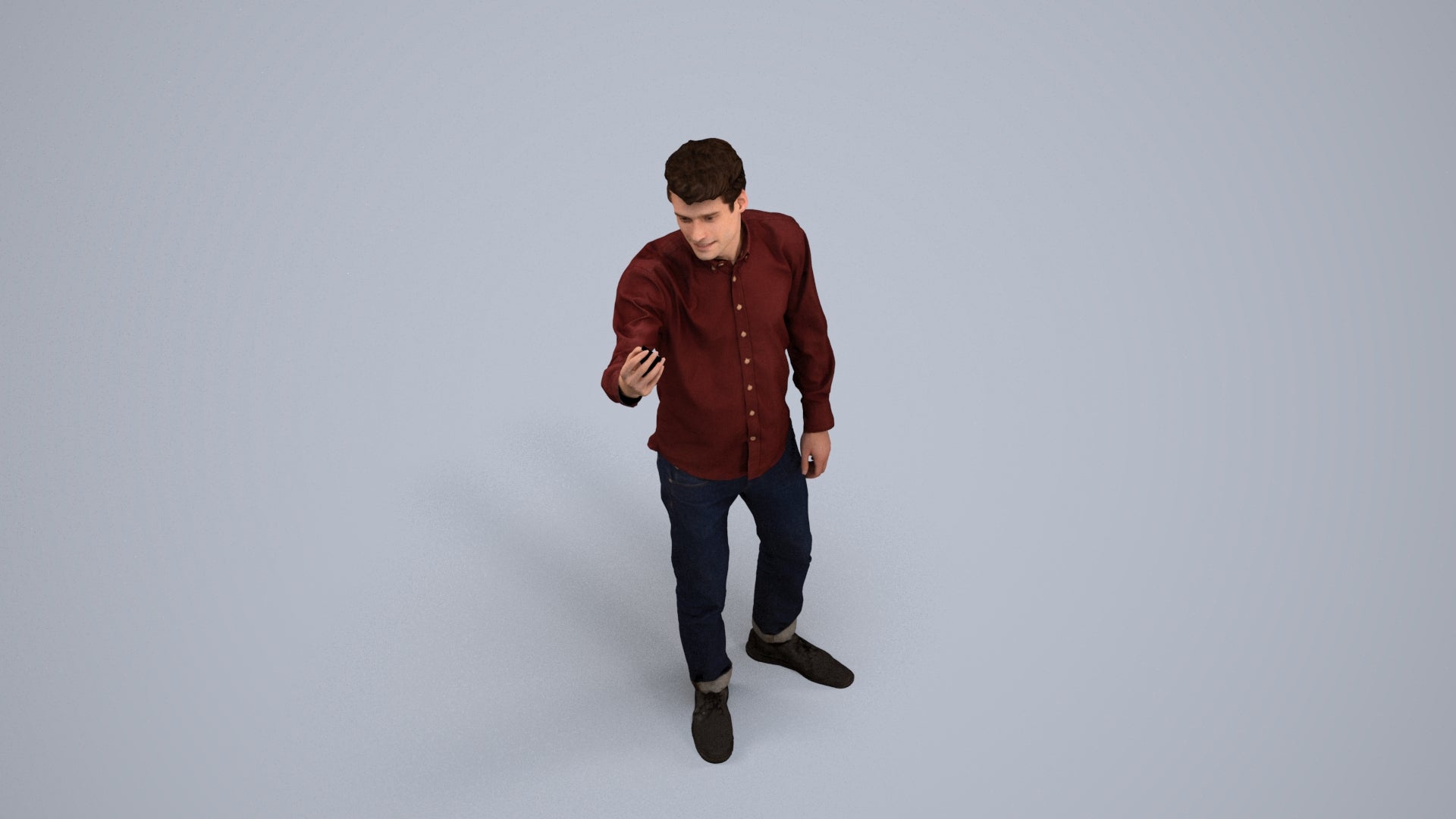 scanned 3D man casual standing, photogrammetry people for Enscape and V-Ray, back view render