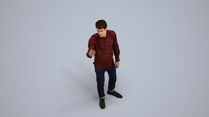 scanned 3D man casual standing, photogrammetry people for Enscape and V-Ray, back view render
