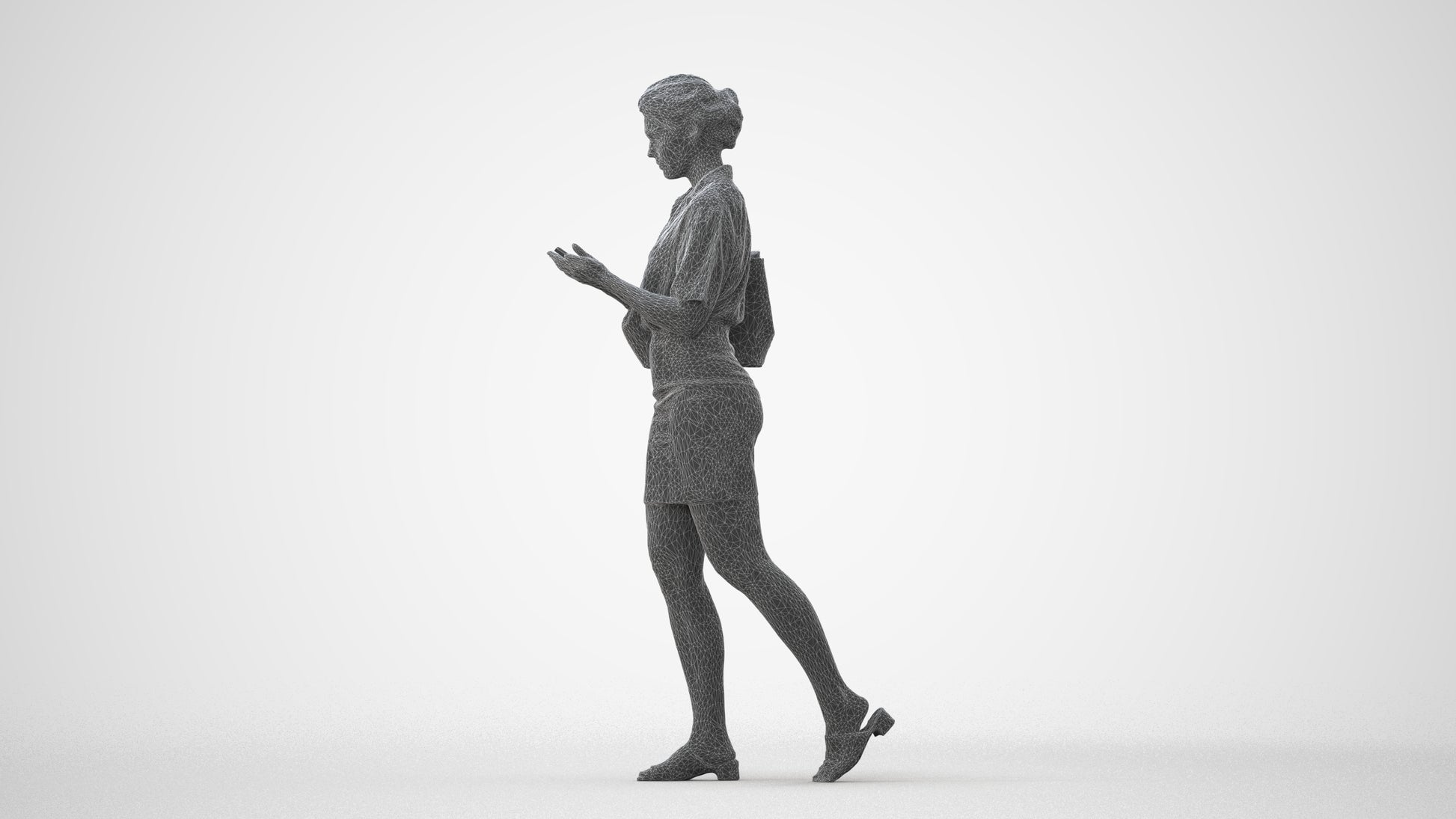 scanned 3D woman casual walking, photogrammetry people for Enscape and V-Ray, square thumbnail