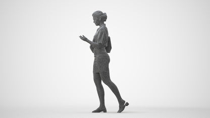 scanned 3D woman casual walking, photogrammetry people for Enscape and V-Ray, square thumbnail