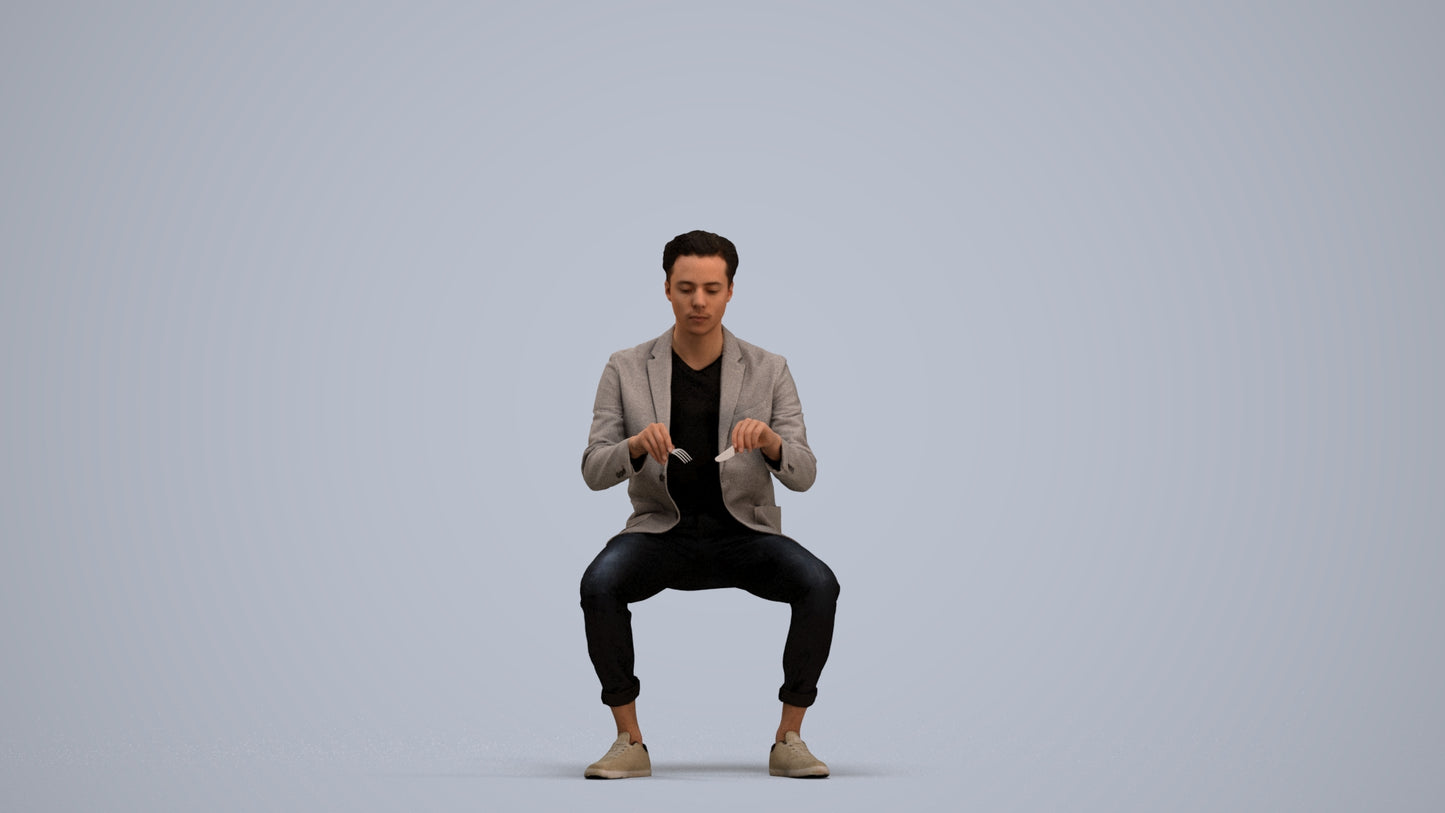 photogrammetry 3D man business, realistic human model archviz FBX, standing pose render