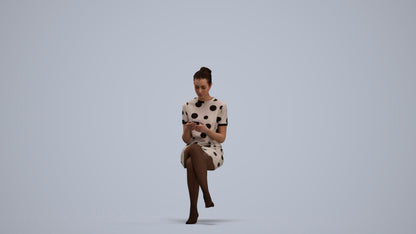 3D scanned woman sitting casual, photorealistic archviz people for Enscape and SketchUp, standing pose render